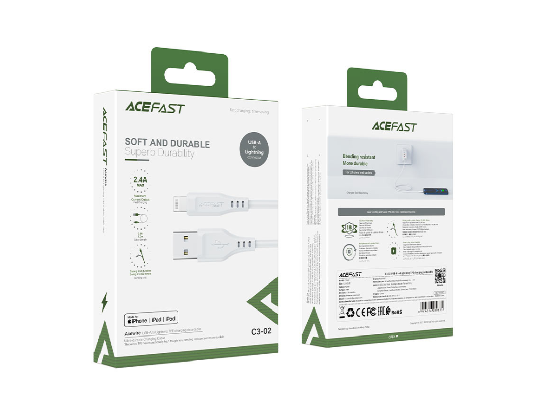 ACEFAST C3-02 USB-A to Lightning Charging Cable - MFI Certified, 1.2m ACEFAST C3-02 USB-A to Lightning Charging Cable - MFI Certified, 1.2m